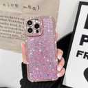 NITITOP Compatible with iPhone 12 Pro Max Case Glitter Sparkly Sequin Design for Girls Women Luxury Bling Crystal Diamond Frame Full Camera Protection Shockproof Protective Phone Cover - Pink