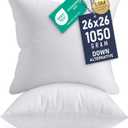 Utopia Bedding 26x26 Pillow Inserts, Set of 2, White  Indoor Decorative Throw Pillows for Bed, Sofa & Couch  Soft, Supportive & Fluffy Cushion Inserts