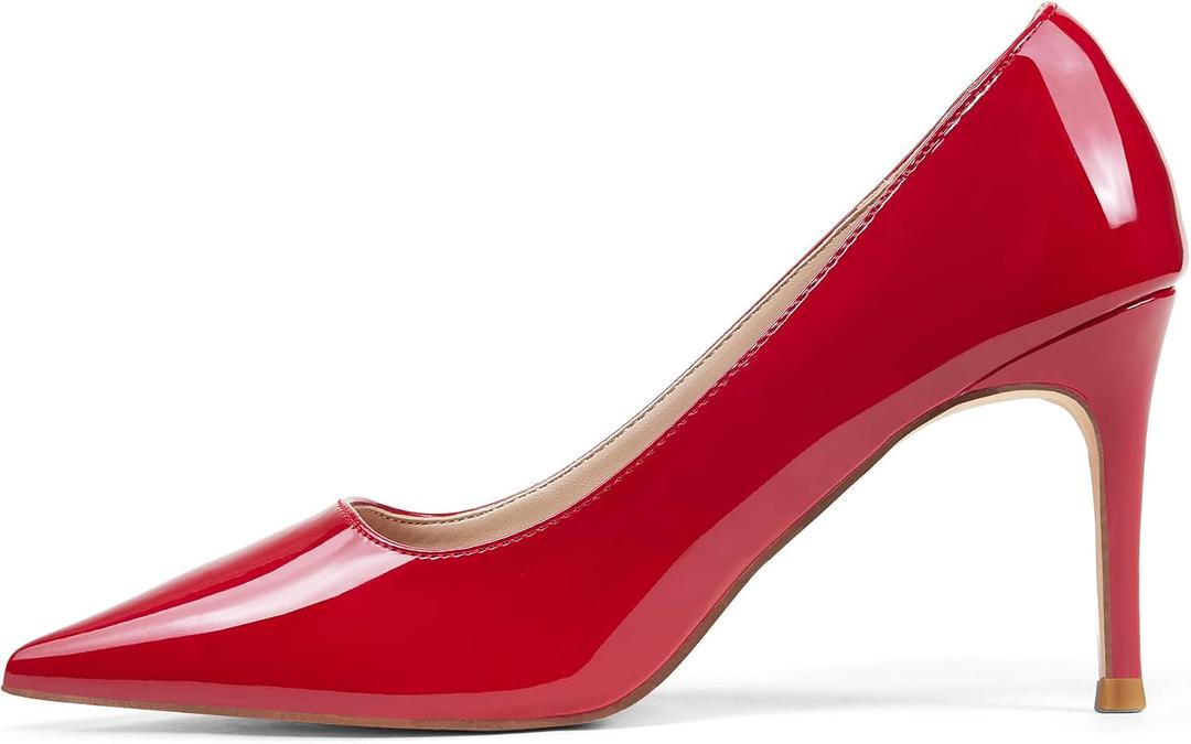 Elisabet Tang 3 in Classic Pointy Pull on Heeled Wedding Pumps - Comfortable Stiletto Closed Toe Dress Heels for Prom Work, Size 8