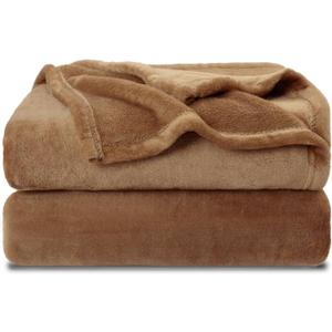 NANPIPER Fleece Blankets Super Soft Flannel Fuzzy Blanket for Bed Couch Luxury Cozy Plush Microfiber Blanket-Twin Size Coffee Brown