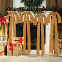 Aneco 6 Pieces Large Khaki Velvet Christmas Bows 35 x 16 Inch Christmas Swag Bow Pre Tied Fence Staircase Wreath Bows Holiday Tree Topper for Xmas Home Door Outdoor Decorations