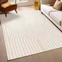 Muddy Mat Maze 5x7 Washable Area Rugs for Living Room, Bedroom & Dining Room Modern Soft Low Pile Non Slip Carpet Pet Friendly Waterproof Foldable Rugs for Home