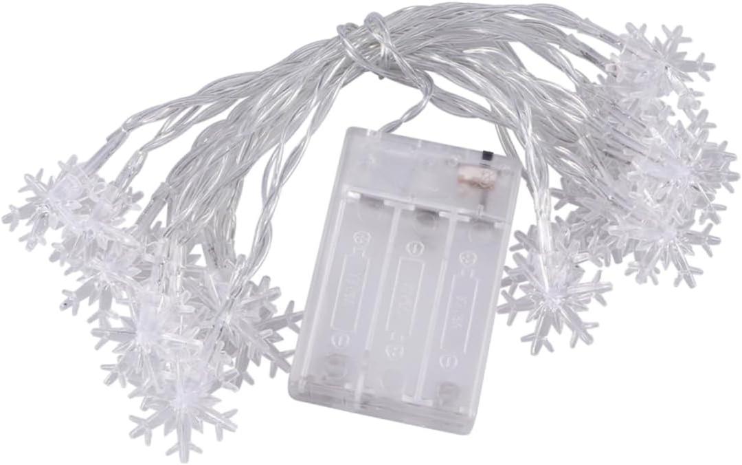 Ciieeo Snowflake Shape Led Lights String 10m 80 Lights Battery Operated Ideal for Christmas Wedding