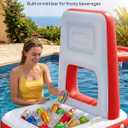 QPAU Pool Basketball Hoop with Built-in Cooler, 42" Poolside & Floating Inflatable Basketball Hoop for Family Pool Party Swimming Pool Games for Kids & Adults, Includes 2 Balls & Pumps