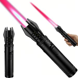 Torch Lighter, Refillable Butane Windproof Jet Lighter with Safety Lock & Adjustable Flame for Cooking, Camping, BBQ, Baking, Kitchen, Outdoor (No Gas Included) - Black