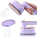 1000W Travel Steamer for Clothes, Portable 2-in-1 Handheld Steamer & Iron, 20s Fast Heat-Up, Sharp-Corner Detail Panel, Foldable 180 Handle, Compact for Home & Travel (Grape Purple)