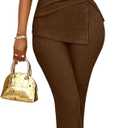 SOLY HUX Women's 2 Piece Outfit Asymmetrical Neck Short Sleeve Ruched T Shirt and Pants Going Out Set (Plain Coffee Brown), X-Large