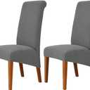 Deisy Dee Stretch XL/Oversized Soft Spandex Extra Large Dining Room Chair Covers for Kitchen Dining Removable Washable Chair Protectors Slipcovers (Grey, 2)