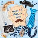 9Pcs Pregnancy Announcement Set Coming Soon Baby Announcement Ideas Include Happy Father's Day Wooden Sign Balloon Beads Garland New Parents Pregnancy Reveal Photo Prop Backdrop for 1st Father's Day