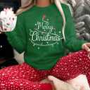 FASHGL Christmas Shirt Women Merry and Bright Pullover Christmas Lights Graphic T Shirts Xmas Long Sleeves Tops (XXL)