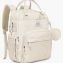 RUVALINO Diaper Bag Backpack-Multifunction Baby Travel Bag with Changing pad, Insulated Bottle Holders & Pacifier Case, Large Capacity, Waterproof, Beige