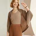 Women's Soft Shawls and Wraps Knitted Warm Shawl With Sleeves Pashminas Shawl Wrap Lightweight Open Front Poncho 2026 (Black)