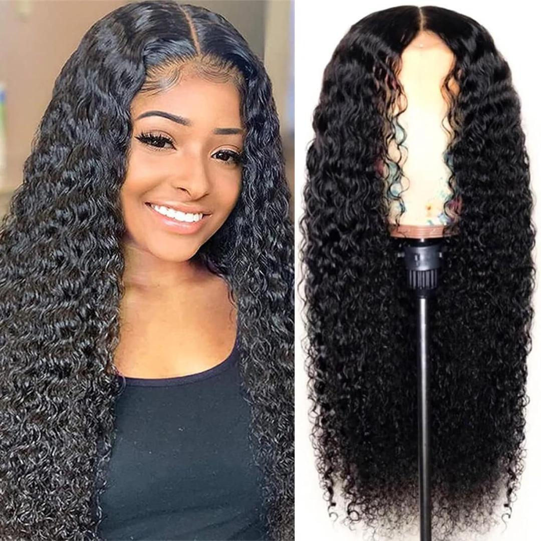 28 Inch Long Curly Deep Wave Lace Front Wigs Synthetic Artificial Human Hair Pre Plucked for Black Women Lace Front Wigs Natural Hairline Human Hair Water Wave Wigs Heat Resistant Wigs
