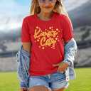 Game Day Shirt Women: Team Fan T-Shirt Cute Football Heart Graphic Tees Casual Season Short Sleeve Tops (Red, XL)