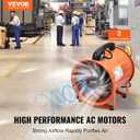 VEVOR Portable Ventilator with Hose, 2 Speed, 10 Inch Utility Blower Exhaust Fan with 33ft Flexible Duct, 292W 1948CFM High Velocity Industrial Air Mover for Extraction and Ventilation