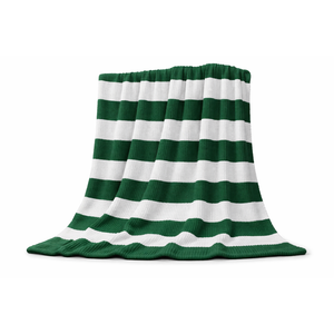 White & Green Striped Woven Blanket Throw, 120 x 180 cm – Cotton, Polyester & Viscose Blend, Soft Lightweight, Fall Decor Throw Blankets Autumn Vintage Blanket for Couch Bed Sofa Chair Dorm