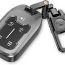 For Chevy GMC Key Fob Cover with Keychain.Compatible with 2023 2022 2021 2020 2019 GMC Sierra, Chevy Silverado 1500 2500HD 3500HD,No Screws Required for Installation. (Frosted Matte Gray-5 Buttons)