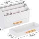 dreampossible white Wood Desk Organizer and Accessories with Drawer, Bill Mail Organizer and File Mail Holder for Office Supplies, Modern Desk Accessories & Workspace Organizers for Desk Organization