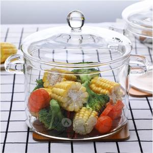 Transparent Glass Pot, Borosilicate Stewpot With Two Ears Crystal Clear Glass Cooking Pot, to Cook Noodles Soup Milk Baby Food Etc (Color : Clear, Size : 2000ml) (2.1 Quarts)