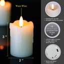 Homemory Flameless Votive Candles with Timer Remote,2" x 3" Real Wax, Realistic Black Wick Battery Operated Pillar Candles, 3 Pack for Wedding, Party and Holiday Decoration