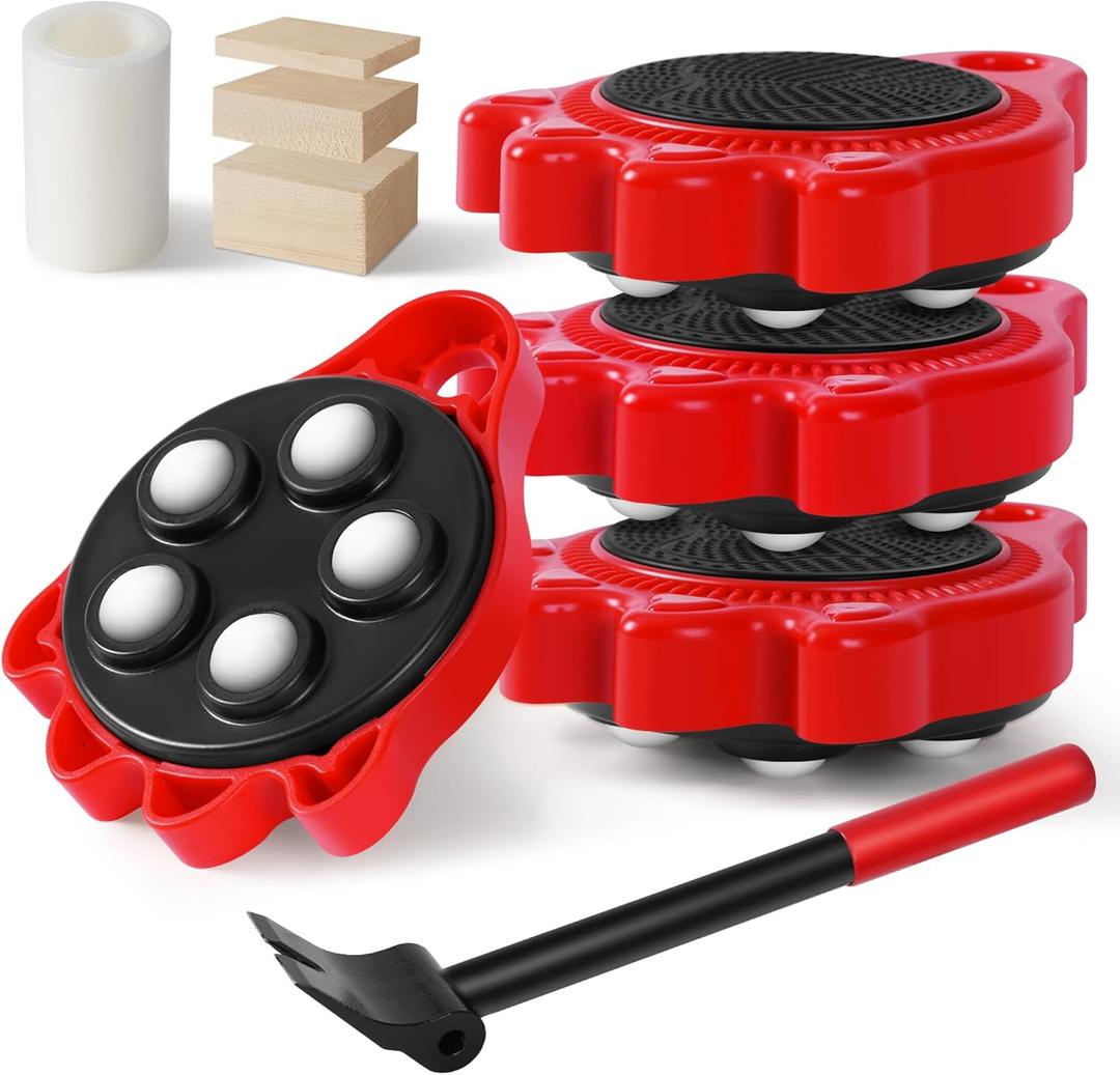 Furniture Lift Mover Tool Set - Heavy Duty Furniture Movers 700lbs Capacity, 360 Sliding Wheel Sliders for Moving Sofa/Refrigerator, Self-Adjusting Base Lifter, Anti-Fall Heavy Item Moving Kit