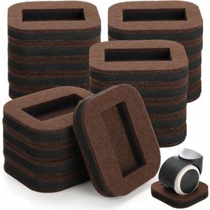 20 Pack Felt Furniture Cups, Anti-Sliding Bottom Caster Pads, Bed Wheel Couch Slide Stopper, Hardwood Floor Protector Fixed Standing Coasters for Carpet, Tile, Laminate Floors, Fit 2.1" x 1.2"