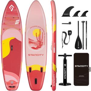 Starcity 11'*33"*6" Blow Up Paddle Board, Inflatable Paddle Board, Spacious and Stable, Anti Slip and Easy to Operate, Large Size Suitable for Single Person/Family/Pet Use
