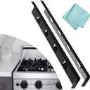 2Pcs Adjustable23'4-26' Stove Gap Cover Range Gap Filler 316 Stainless Steel Counter Trim Kit Between Stove Edge and Counter Don't Melt Like Silicone Heat Resistant and Easy to Clean (black) (26IN)