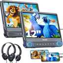GOnavidio 12" Dual Car DVD Players with HDMI Input, Car TV Screen with Headphones, Mounting Brackets, Support Sync TV/Phone, USB/TF Card, MP4/MKV, Play Same/Different Movies, Dual Speakers, No Battery