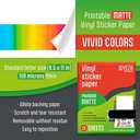JOYEZA Premium Printable Vinyl Sticker Paper for Inkjet Printer - 25 Sheets Matte White Waterproof, Dries Quickly Vivid Colors, Holds Ink well- Tear Resistant - Inkjet & Laser Printer
