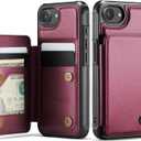 Vinich for iPhone 16e Wallet Case with Card Holder, RFID Blocking Credit Slots Kickstand Shockproof Phone Cover for Women Men, Burgundy