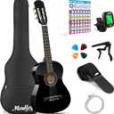 Moukey 30" Acoustic Guitar for Beginners Kids Youth 1/4 Size Dreadnought Guitarra Acustica Kit with Chord Poster, Gig Bag, Tuner, Picks, Nylon Strings, Capo, Strap - Black