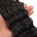 24inch Ocean Wave Braiding Hair Extensions 3packs Long Deep Curly Wave Braid Hair Synthetic Twist Ripple Crochet Curly Braids Hair for Women 100g/pack(24",Natural black)