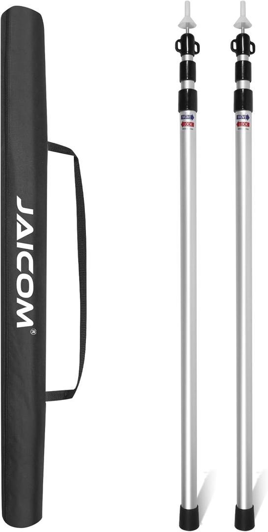 JAICOM Adjustable Tarp Poles, Tent Poles for Camping, Set of 2, 7'6" Telescoping Poles for Tarp, Shelter, Canopy, Tent, Awning, Hiking, Hammock Rain Fly