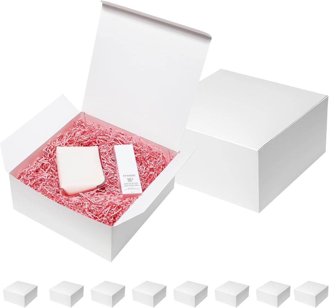 Mefleet 12x12x5 Inches Large Gift Boxes with Lids 10 Pack Bridesmaid Proposal White Extra Deep Gift Box for Presents, Wedding, Graduation, Holiday, Christmas, Birthday Craft Present Wrapping