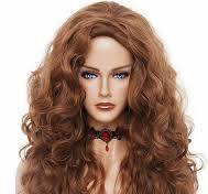 Rugelyss Long Wavy Strawberry Blonde Wigs for Women Soft Synthetic Wig with Straight Bangs for Girls Halloween Cosplay or Costume