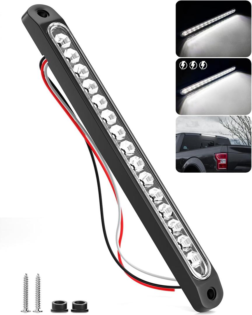 PSEQT 10" LED Trailer Reverse Backup Running Light Bar White Tail Strip Clearance Rear Assembly Waterproof for Pickup Golf Cart Offroad Truck RV, 1Pcs