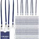 Patelai 100 Pack Double Clip Lanyards Bulk Face Mask Lanyard Twist Free 2 Hook Design Adjustable Badge Neck Strap for ID Name Badge Holder Back to School Conference Office Class Essential (Navy Blue)