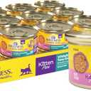 Wellness Complete Health Pate Kitten Canned Wet Cat Food, Natural, Protein Rich, Grain Free, Whitefish and Tuna Entrée Recipe, 3 oz, Pack of 24 Cans, BB Date: 09/25/2028