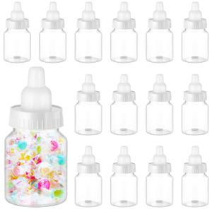 36 Pcs 3.5 Inch Baby Bottle Shower Favor Mini Plastic Candy Bottle Clear Bottles for Baby Shower Mini Feeding Candy Box for Party Favor Gift Decor(White)