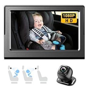 BTLMEMO Baby Car Camera，4.3" HD Night Vision Function Car Mirror Display，360 Rotation Rear Facing Car Baby Monitor with Camera Night Vision，Wide Clear View，Easily Observe The Baby's Move(Black)