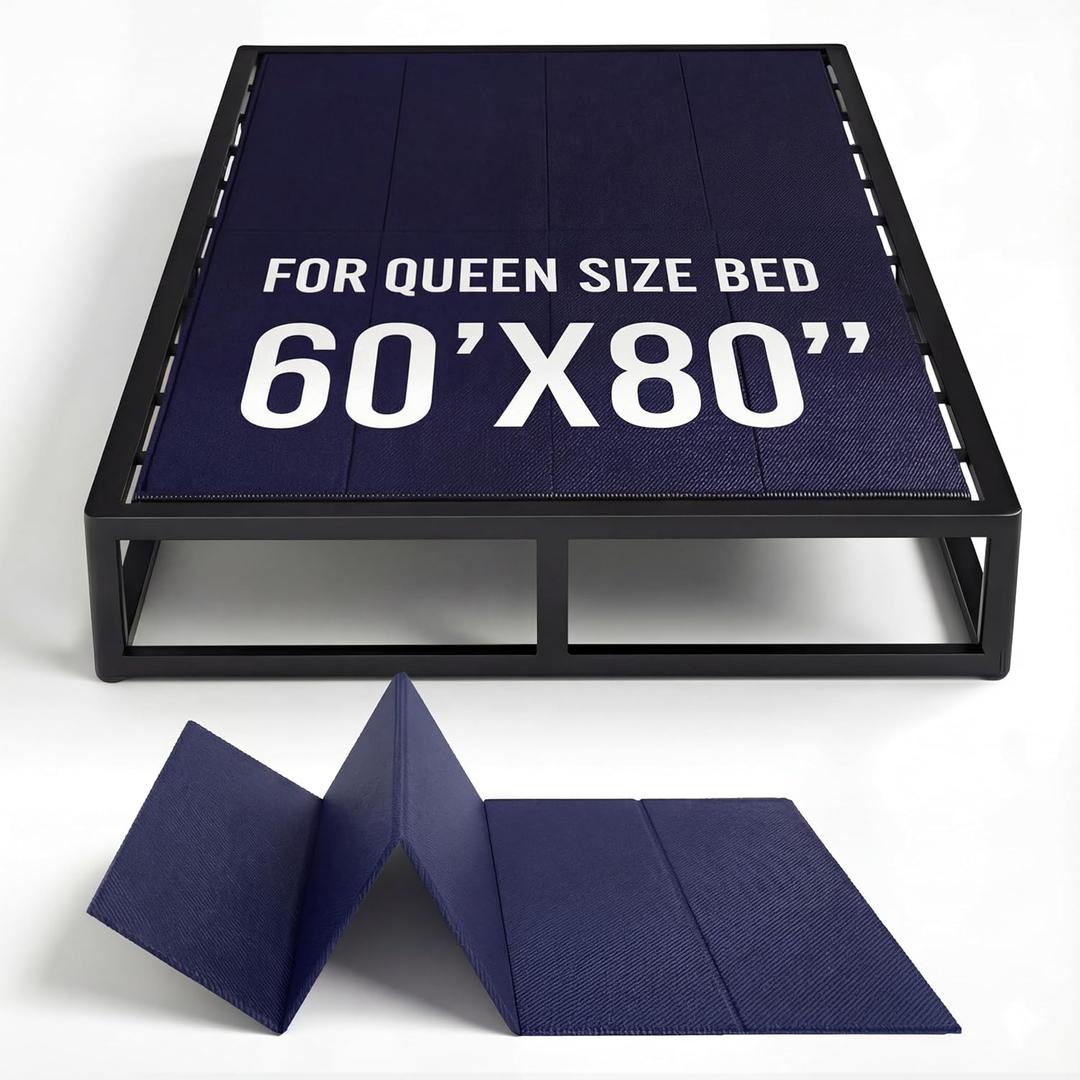 10mm Bunkie Board (60x80Large Queen Size) | Lightweight Design, Low Profile Bed Support, Breathable, Noise Minimizing, Moisture Resistant, Split Fully Assembled | Bed Support