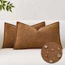 Kevin Textile Waterproof Decorative Pillow Covers Brown 12x20 Inch Pack of 2 Soft Boucle Textured Lumbars Cushions Elegant Accent Pillows for Couch Sofa Chair Bed Home Decor Indoor Outdoor
