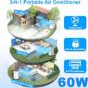 Portable Air Conditioners, 2.5 Gal Evaporative Cooling Fans that Blow Cold Air, 3 Speed Portable AC Unit, Quiet Swamp Cooler w/Timer & Remote, Windowless Air Conditioner for Bedroom Office Garage