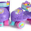 SULIFEEL Kids Adjustable Quad Roller Skates, Toddler Beginner Roller Skates for Girls and Boys Age 2-5 Years Old (Unicorn Purple)