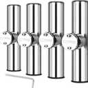 NovelBee 4pcs Stainless Steel Clamp on Fishing Rod Holders with Black Rubber Insert for Rails 7/8" to 1"