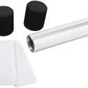 Silver Aluminum Color Guard Flag Pole 6 Ft Set with Plastic Black End Cap Tips and Fastener Strips for Color Guard Silk Flags, Standard Lightweight Practice Pole