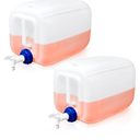 Kigley 2 Pieces 5 Gallon Carboy with Spigot, 10 Gallons Total, Plastic Water Tanks Container Vented HDPE Water Jug Dispenser Translucent Bucket