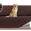 Sofa Cover, 100% Waterproof Slipcover Furniture Protector, Washable Couch Cover with Non-Skid Backing and Elastic Straps for Kids, Dogs, Pets, Brown, Sofa L