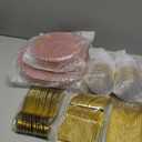 N9R 225PCS Red Gold Plastic Dinnerware Set - Disposable for Mothers Day, Includes 25 Dinner Plates, 25 Dessert Plates, 25 Forks, 25 Spoons, 25 Knives, 25 Gold Cups, 25 Napkins & Table Cards